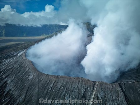 Indonesia;aerial;aerial-photo;aerial-photograph;aerial-photographs;aerial-photography;aerial-photos;aerial-view;aerial-views;aerials;drone-aerial;drone;Java;Indonesian;Asia;South-East-Asia;Southeast-Asia;Mt-Bromo;Gunung-Bromo;Bromo;Mount-Bromo;steam;steaming;smoke;smoking;cinder-cone;scoria-cone;crater;craters;volcanic-crater;volcanic-craters;smoking-crater;stairs;stairway;stairways;tourist;tourists;tourism;people;adventure;adventure-tourism;active-volcano;active-volcanoes;volcanic;volcano;volcanoes;volcanic;mountain;mountainous;mountains;volcanic-cone;cone-volcano