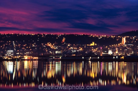 harbor;historical;historic;skyline;Dunedin;Otago;harbour;reflection;reflections;still;night;evening;dusk;cityscape;city