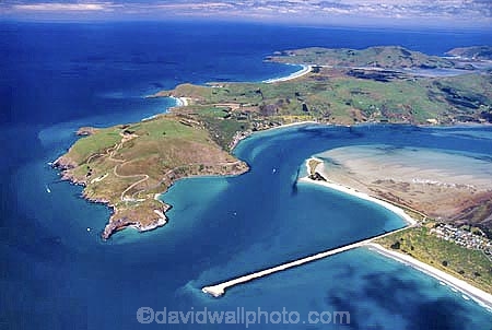 Pacific;Ocean;Beach;beaches;harbor;harbors;harbour;harbours;peninsula;shore;shoreline;aerial-;aerials;Dunedin;Otago;Peninsula;Otago-Harbour;Pacific-Ocean-;Taiaroa-Head;Albatross-Colony;mole;Aramoana;breakwater;breakwaters