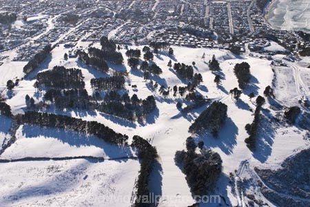 aerial;aerials;cold;Dunedin;fairway;freeze;freezing;golf-course;New-Zealand;otago-harbor;otago-harbour;season;seasonal;seasons;snow;snowing;snowy;South-Island;st-clair-beach;St-Clair-Golf-Course;white;winter