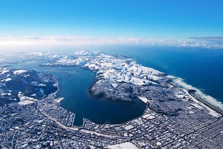 aerial;aerials;cbd;cold;Dunedin;freezing;harbour-basin;icy;New-Zealand;ocean;otago-harbor;otago-harbour;otago-peninsula;pacific-ocean;sea;season;seasonal;seasons;snow;snowy;south-dunedin;South-Island;st-kilda-beach;winter