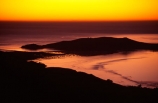 new-zealand;coast;harbor;otago-peninsula;The-Heads;twilight;dusk;dawn;sunrise;colour;color;orange;yellow;island;islands;tranquil