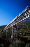 bridge;bridges;train;trains;carriage;carriages;historic;historical;high;yellow;steel;rail;excursion;tourism;transport;travel