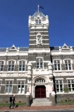 Court;Courts;courthouse;Dunedin;historic;colonial;entrance;flag;window;windows;gate;red;statue;sky;blue