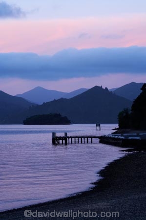Dusk;harbor;harbors;harbour;harbours;jetties;jetty;lavendar;lilac;Marlborough;Marlborough-Sounds;mauve;New-Zealand;Picton;Picton-Harbour;pier;piers;pink;purple;Queen-Charlotte-Sound;South-Island;twilight;violet;waterside;wharf;wharfes;wharves