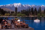 cafes;outdoors;eating;eat;boats;boat;mountains;mountain-range;remarkables;snow;poplars;lakes;leisure;pleasure;relaxation;relaxing;dining;alfresco;tourist;tourists;tourism;tourist-resort;vacation;vacations;vacationers;holiday;holidays;holidaymaker