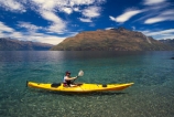 kayak;kayaks;kayaker;kayakers;water;clear;clean;transparent;paddle;paddler;paddlers;paddling;paradise;beautiful;lakes;lake;adventure;adventure-tourism;recreation;outdoors;outdoor;outside;relax;relaxing;yellow;boat;pristine;summer;holiday;holidays;vacation;vacations;wakatipu;queenstown;south-island;new-zealand