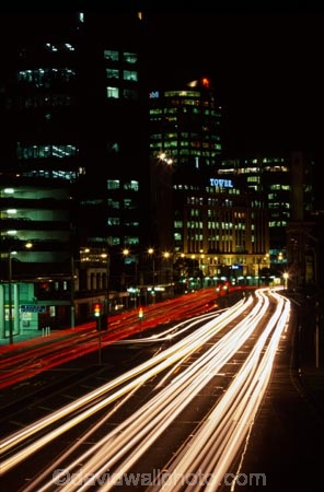 wellington;skyline;sky-scrapers;offices;office;skyscraper;skyscrapers;sky-scraper;blocks;highrise;cbd;central;business;district;night;lights;traffic;transport;road;roads;roading;street;streets;car;cars;light;tail-light;tail-lights