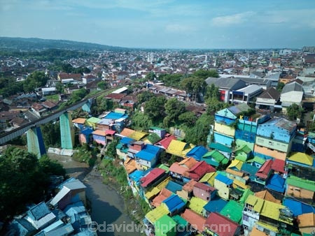 Indonesia;aerial;aerial-photo;aerial-photograph;aerial-photographs;aerial-photography;aerial-photos;aerial-view;aerial-views;aerials;drone-aerial;drone;Malang;Java;East-Java;Indonesia;Brantas-River;Roof;roofs;rooves;Kampung-Warna-Warni;Kampung;Warna-Warni;Kampung-Warna_Warni;Warna_Warni;Kampung-Tridi;Tridi;railway-bridge;rail-bridge;tourism;travel;Asia;South-East-Asia;Southeast-Asia