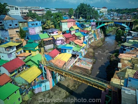 Indonesia;aerial;aerial-photo;aerial-photograph;aerial-photographs;aerial-photography;aerial-photos;aerial-view;aerial-views;aerials;drone-aerial;drone;Malang;Java;East-Java;Indonesia;Brantas-River;Roof;roofs;rooves;Kampung-Warna-Warni;Kampung;Warna-Warni;Kampung-Warna_Warni;Warna_Warni;Kampung-Tridi;Tridi;bridge;bridges;pedestrian-bridge;pedestrian-bridges;road-bridge;road-bridges;traffic-bridge;traffic-bridges;tourism;travel;Asia;South-East-Asia;Southeast-Asia