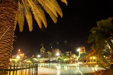 Australia;beach;beaches;Brisbane;dark;night;night-time;palm;palm-tree;pool;Queensland;South-Bank-Parklands