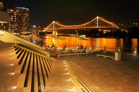 Australasia;Australia;Australian;Brisbane;Brisbane-River;Brisbane-Waterfront;calm;dark;evening;light;lights;night;night-time;night_time;Petrie-Bight;placid;Qld;Queensland;quiet;reflection;reflections;river;rivers;riverside;Riverside-Promenade;serene;smooth;stair;stairs;step;steps;still;Story-Bridge;tranquil;water;waterfront