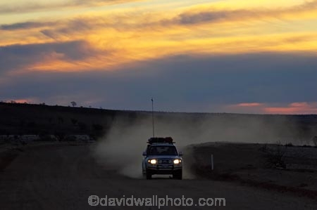 4wd;4wds;4wds;4x4;4x4s;4x4s;Australasia;Australia;Australian;Australian-Desert;Australian-Deserts;Australian-Outback;countryside;dark;dusk;dust;dusty;four-by-four;four-by-fours;four-wheel-drive;four-wheel-drives;gravel-road;gravel-roads;headlight;headlights;light;lights;metal-road;metal-roads;metalled-road;metalled-roads;N.S.W.;New-South-Wales;night;NSW;Outback;Outback-Driving;Outback-Motoring;Outback-Travel;road;roads;rural;suv;suvs;Tibooburra;twilight;vehicle;vehicles