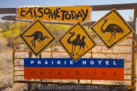 Australasian;Australia;Australian;Australian-Outback;back-country;backcountry;backwoods;camel;camels;emu;emus;Flinders-Ranges;kangaroo;kangaroos;Outback;Outback-Travel;Parachilna;Prairie-Hotel;remote;remoteness;S.A.;SA;Sign;signs;South-Australia;South-Flinders-Ranges