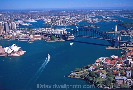 Sydney;Opera;House;Sydney;Harbour;harbor;harbors;harbours;aerials;Bridge;bridges;Australia;aerial;architecture;boat;boats;ferry;ferries;wake