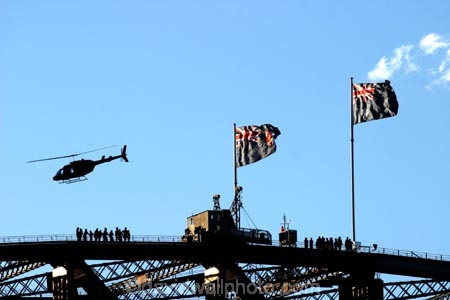 sydney;australia;bridge;climb;bridges;climber;silhouette;high;adventure;tourism;tourist;exciting;harbor;harbour;harbors;harbours;tourists;exciting;climbers;view-;flag;flags;helicopters