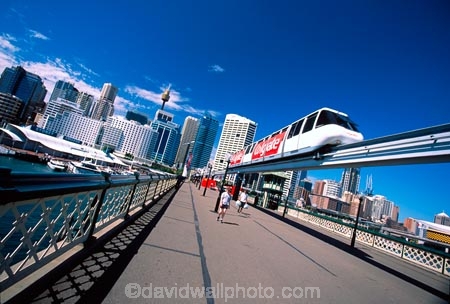 mono;rail;flag;flags;pedestrian;tourist;tourists;tourism;train;trains;commuter;commute;modern;bridges;harbor;harbours;harbors;future;futuristic;Monorail;Pyrmont;Bridge;Darling;Harbour;Sydney;Australia