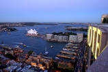 View;Sydney;Cove;Opera;House;Shangri_La;Hotel;Australia;circular;quay;ferry;passenger;sydney;cove;harbor;harbors;harbours;commute;commuters;wharf;wharves;jetty;dusk