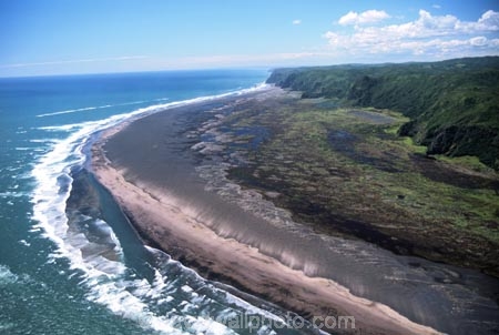 New-Zealand;coast;coastal;coastline;shore;shoreline;beach;beaches;sand;sandy;waves;wave;sea;ocean;Pacific;bay;colour;color;farmland;rural;marine;rugged;aerials