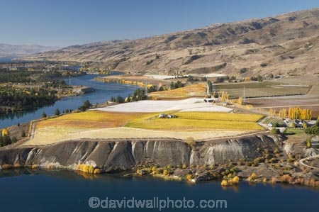 Carrick Vineyards and Lake Dunstan, Bannockburn, Central Otago, South ...