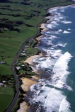 aerials;scenic;beauty;rural;farming;meadow;meadows;field;fields;paddock;paddocks;farmland;sea;ocean;pacific;beach;beaches;sand;surf;waves