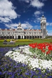 1906;architecture;building;buildings;city-gardens;clock;clock-tower;clock-towers;color;colorful;colors;colour;colourful;colours;council-gardens;Dunedin;Dunedin-Railway-Station;Flemish-Renaissance-style;floral;flower;flower-bed;flower-beds;flower-garden;flower-gardens;flowers;garden;gardens;George-A-Troup;Gingerbread-George;heritage;Historic;historic-building;historic-buildings;historical;historical-building;historical-buildings;history;New-Zealand;old;Otago;rail-station;rail-stations;railway;Railway-Station;railway-stations;railways;red;South-Island;tradition;traditional;train-station;train-stations;tulip;tulips