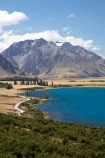 aqua;blue;Canterbury;lake;Lake-Ohau;lakes;Mackenzie-Country;N.Z.;Neumann-Range;New-Zealand;North-Otago;NZ;S.I.;shore;shoreline;SI;South-Canterbury;South-Island;Waitaki-District;water