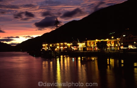 tourism;resort-town;queenstown;south-island;new-zealand;holiday;holidays;vacation;vacations;colours;colour;color;colors;steamer-wharf;wharves;wharf;jetty;jetties;pier;piers;mall;malls;shop;shops;shopping;travel;lake;lakes;lake-wakatipu;wakatipu;night;dusk;evening;sunset;sunsets;sky;orange;light;lights;reflection;reflections