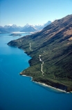 water;reflection;reflecting;winding-road;windy-road;clear;clean;transparent;paradise;beautiful;lakes;lake;outdoors;outdoor;outside;pristine;summer;holiday;holidays;vacation;vacations;glenorchy;queenstown;south-island;new-zealand;mountain;mountains;road;roads;wakatipu;aerial;aerials;bushline;bush_line;bush-line;snow-line;snowline;snow_line