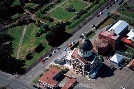Francis-William-Petre;neo_classical;architect;architecture;architectural;Byzantine;late-Greek-style;category-one;category-1;Historic-Places-Trust;parish;church;dome;spire;domed;religious;religion;christian;christianity;brick;red_brick;aerial;from-the-air;history