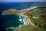 New-Zealand;coast;coastal;coastline;shore;shoreline;beach;beaches;sand;sandy;waves;wave;sea;ocean;Pacific;bay;colour;color;farmland;rural;marine;rugged;Southern-Scenic-Route;aerials
