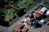 Francis-William-Petre;neo_classical;architect;architecture;architectural;Byzantine;late-Greek-style;category-one;category-1;Historic-Places-Trust;parish;church;dome;spire;domed;religious;religion;christian;christianity;brick;red_brick;aerial;from-the-air;history