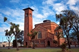 historical;history;old;brick;bricks;congregation;congregate;building;Italian;cabbage-tree;Romanesque-design;John-Mair;Italo_Byzantine-period;mosaic;campanile;bell-tower