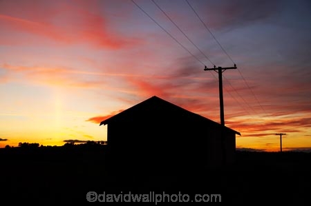 cloud;clouds;dusk;evening;Farm-Building;Farm-Buildings;Farm-Shed;Farm-Sheds;glow;line;lines;N.I.;N.Z.;New-Zealand;NI;nightfall;North-Island;NZ;Ohakune;orange;pole;poles;post;posts;power-line;power-lines;power-pole;power-poles;Ruapehu-District;Sheep-Shed;Sheep-Sheds;silhouette;silhouettes;sky;sunset;sunsets;telegraph-line;telegraph-lines;telegraph-pole;telegraph-poles;twilight;wire;wires;Wool-Shed;Wool-Sheds