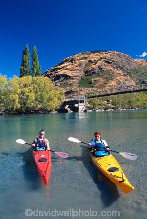 kayak;kayaks;kayaking;kayaker;kayakers;vibrant;colour;holiday;vacation;relax;recreation;recreational;shadow;shadows;water;lake;paddle;paddling;river;central-otago;bridge;red-kayak;red-kayaks;yellow-kayak;yellow-kayaks;shallow;shallow-water;riverbed;front