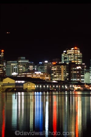 wellington;harbors;harbours;harbor;harbour;waterfront;port;nicholson;skyline;sky-scrapers;offices;office;skyscraper;skyscrapers;sky-scraper;blocks;highrise;cbd;central;business;district;water;ships;night;reflections;reflection;lights