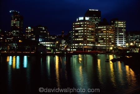 wellington;harbors;harbours;harbor;harbour;waterfront;port;nicholson;skyline;sky-scrapers;offices;office;skyscraper;skyscrapers;sky-scraper;blocks;highrise;cbd;central;business;district;water;ships;night;reflections;reflection;lights