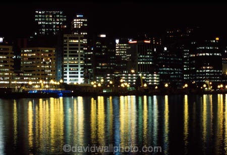 wellington;harbors;harbours;harbor;harbour;waterfront;port;nicholson;skyline;sky-scrapers;offices;office;skyscraper;skyscrapers;sky-scraper;blocks;highrise;cbd;central;business;district;water;ships;night;reflections;reflection;lights