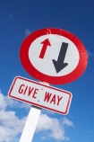 driving;Fox-Glacier;give-way;give-way-sign;give-way-signs;New-Zealand;One-Lane-Bridge-Sign;road-sign;road-signs;road-trip;round;sign;signs;sky;South-Island;transport;transportation;warning;warning-sign;warning-signs;West-Coast;westland;yeild